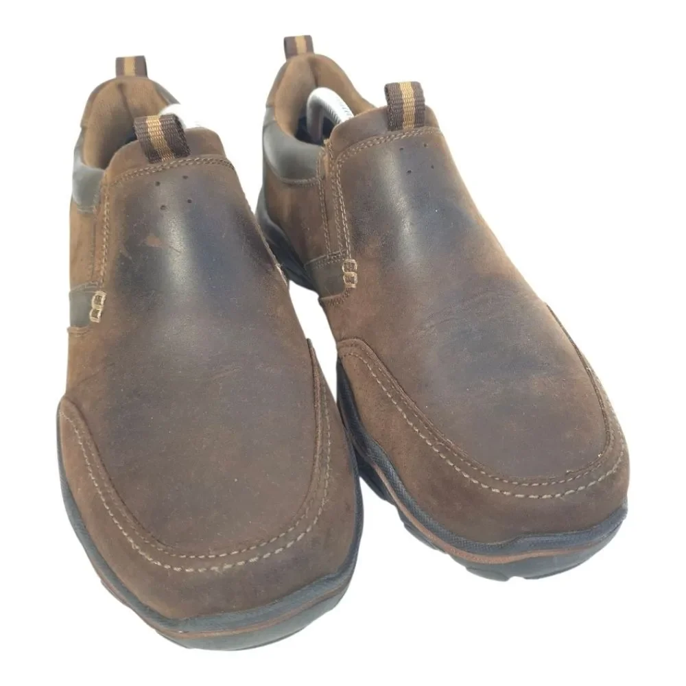 Skechers Relaxed Fit Montz Devent Men's Slip-On Shoes Brown Size 9 Leather 64440